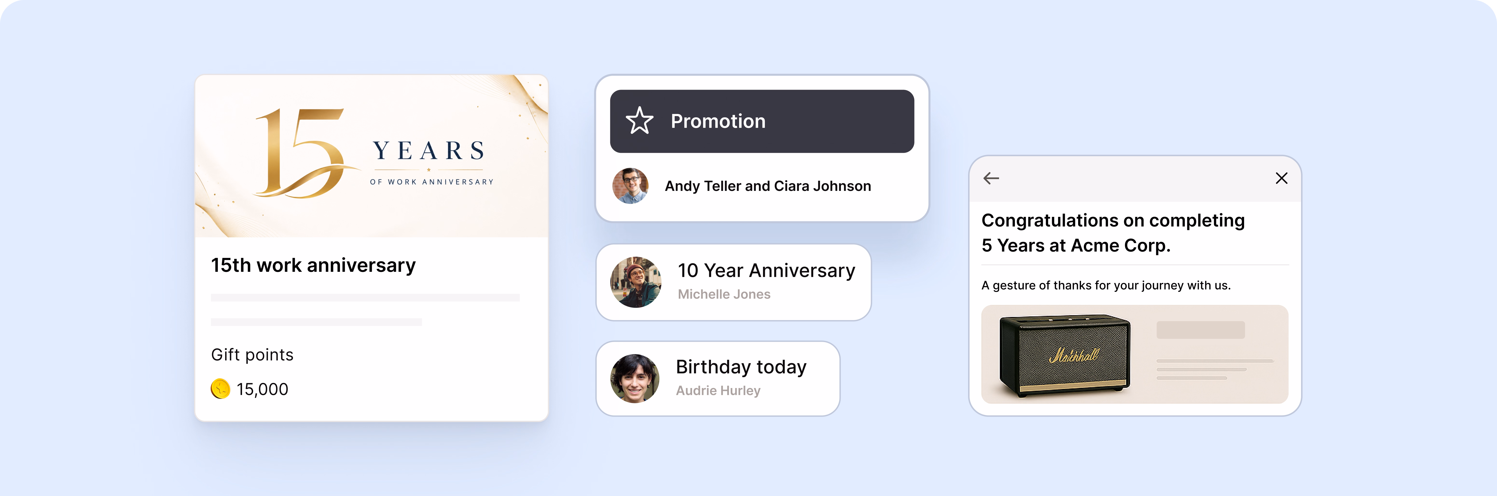 Service anniversaries and milestones