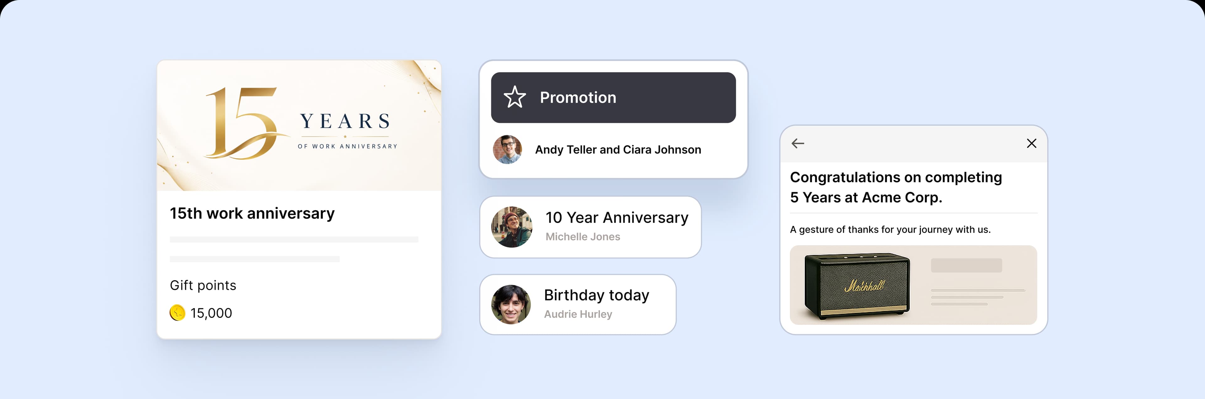 Service anniversaries and milestones