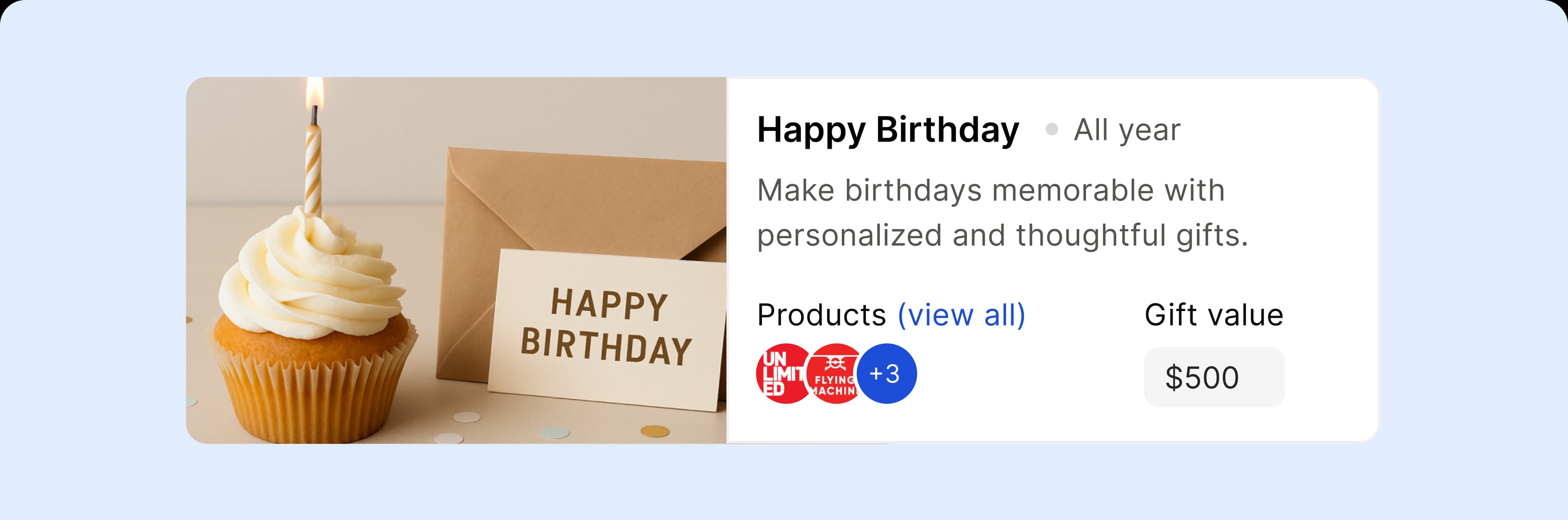 Birthday and life event gifting